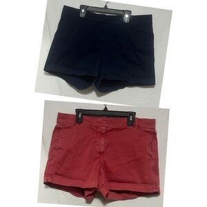✨TWO FOR ONE Bundle✨ J. Crew High Waist Blue and Red 4” Casual Cotton Shorts